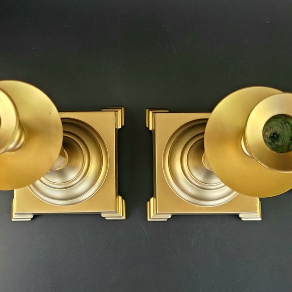 Vintage Candlestick Holders - 13 1/4" Tall * 4.5"*4.5" Base - Solid Brass - Pair - Picture 7 of 10